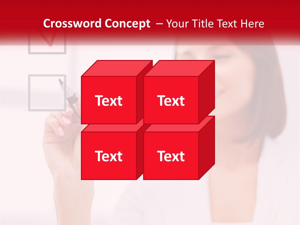 A Woman Writing A Check Mark On A Screen PowerPoint Template