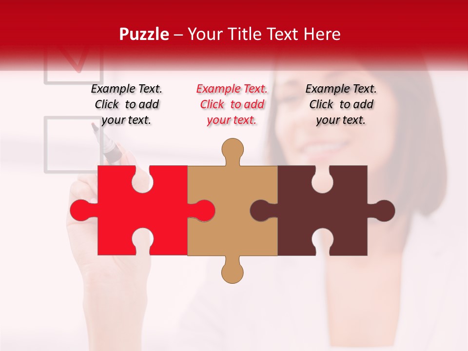 A Woman Writing A Check Mark On A Screen PowerPoint Template