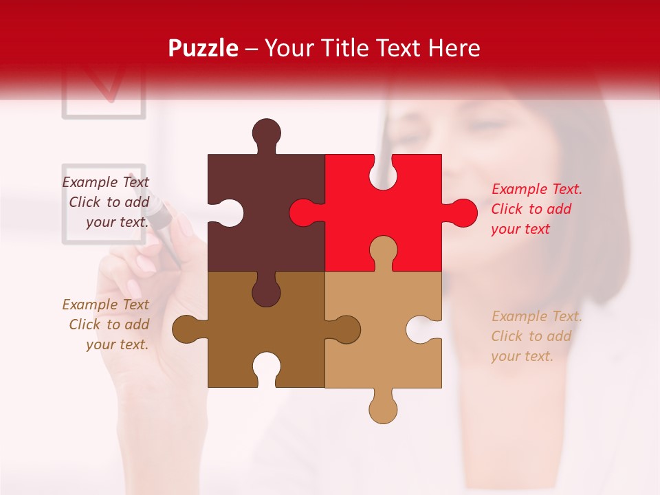 A Woman Writing A Check Mark On A Screen PowerPoint Template