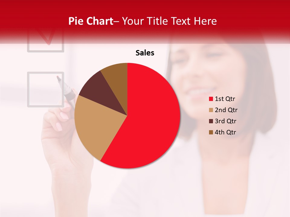 A Woman Writing A Check Mark On A Screen PowerPoint Template