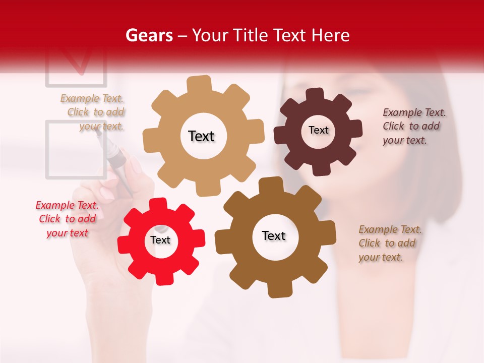 A Woman Writing A Check Mark On A Screen PowerPoint Template