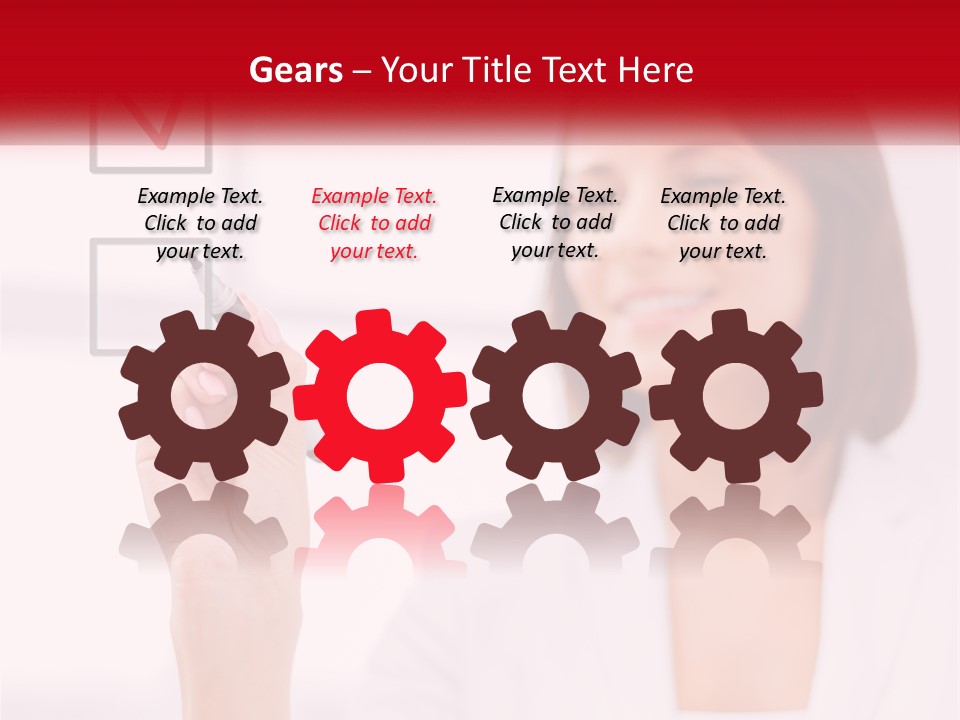 A Woman Writing A Check Mark On A Screen PowerPoint Template