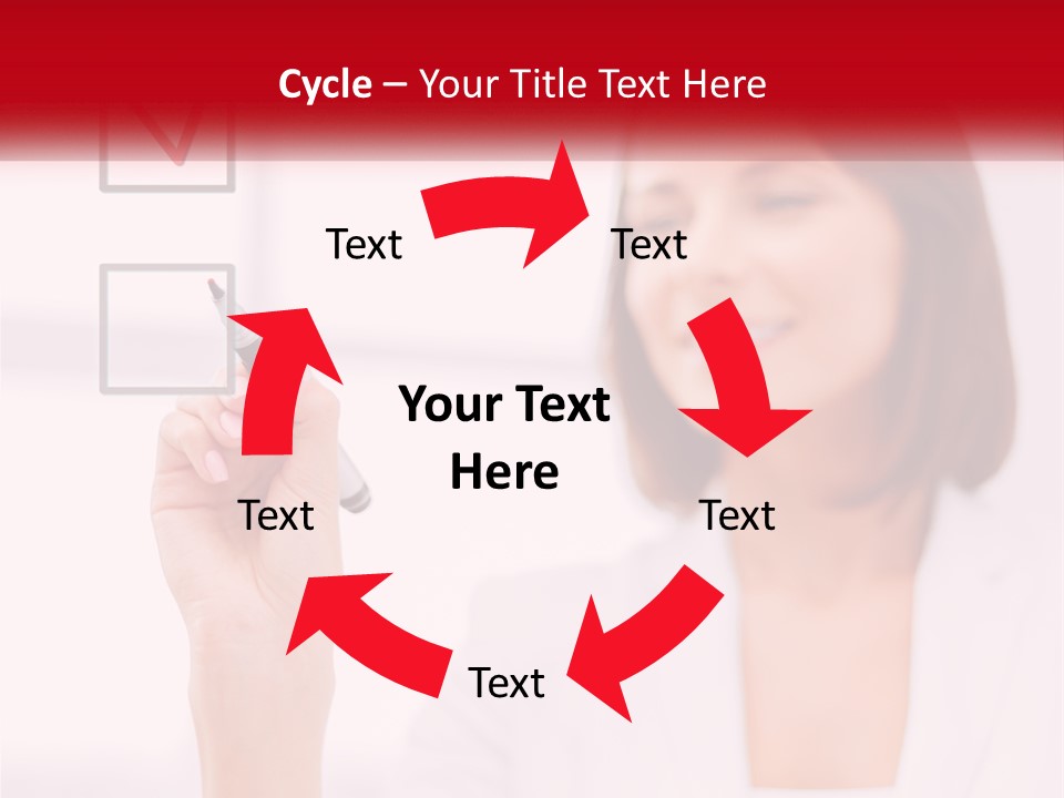 A Woman Writing A Check Mark On A Screen PowerPoint Template