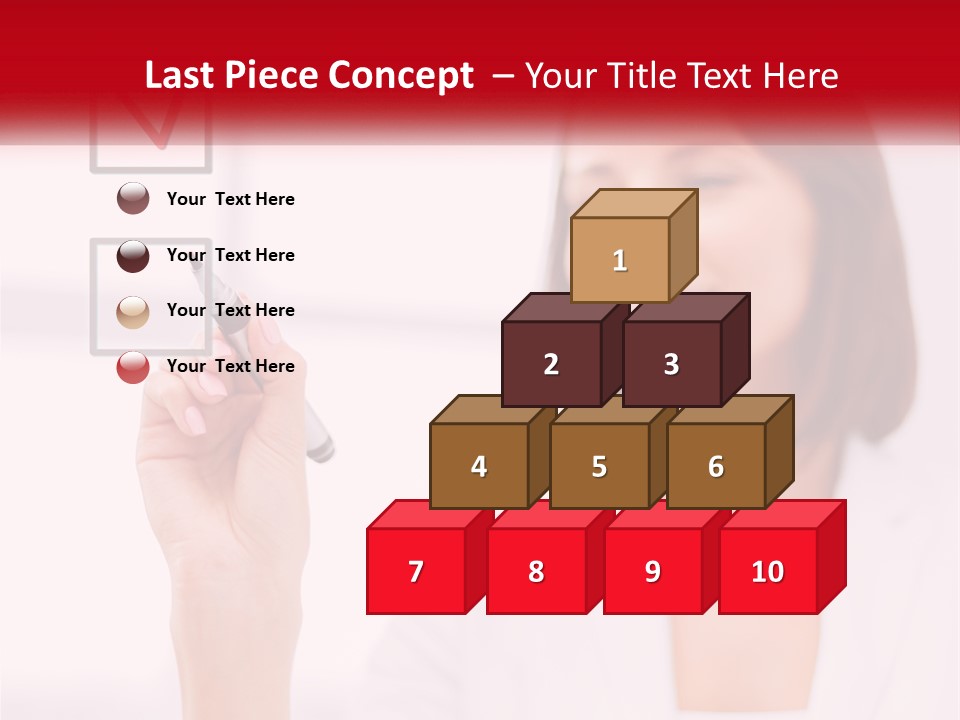 A Woman Writing A Check Mark On A Screen PowerPoint Template