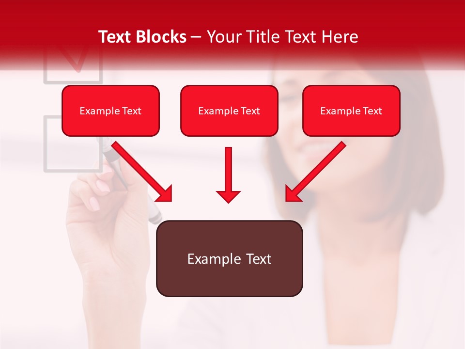 A Woman Writing A Check Mark On A Screen PowerPoint Template