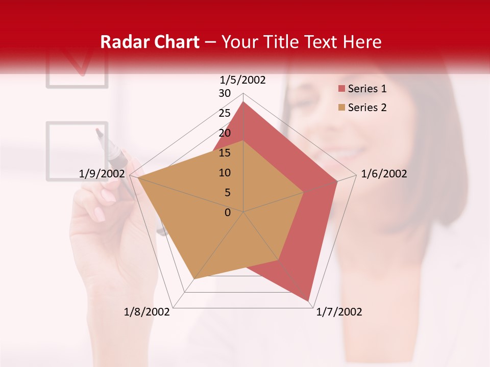 A Woman Writing A Check Mark On A Screen PowerPoint Template