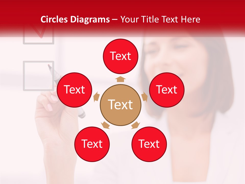 A Woman Writing A Check Mark On A Screen PowerPoint Template