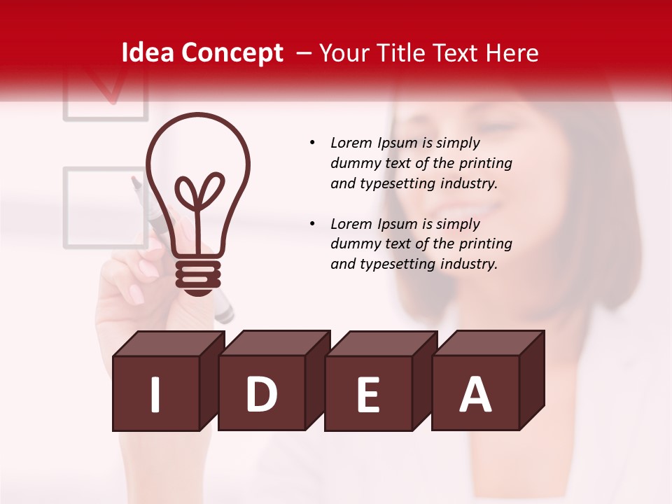 A Woman Writing A Check Mark On A Screen PowerPoint Template