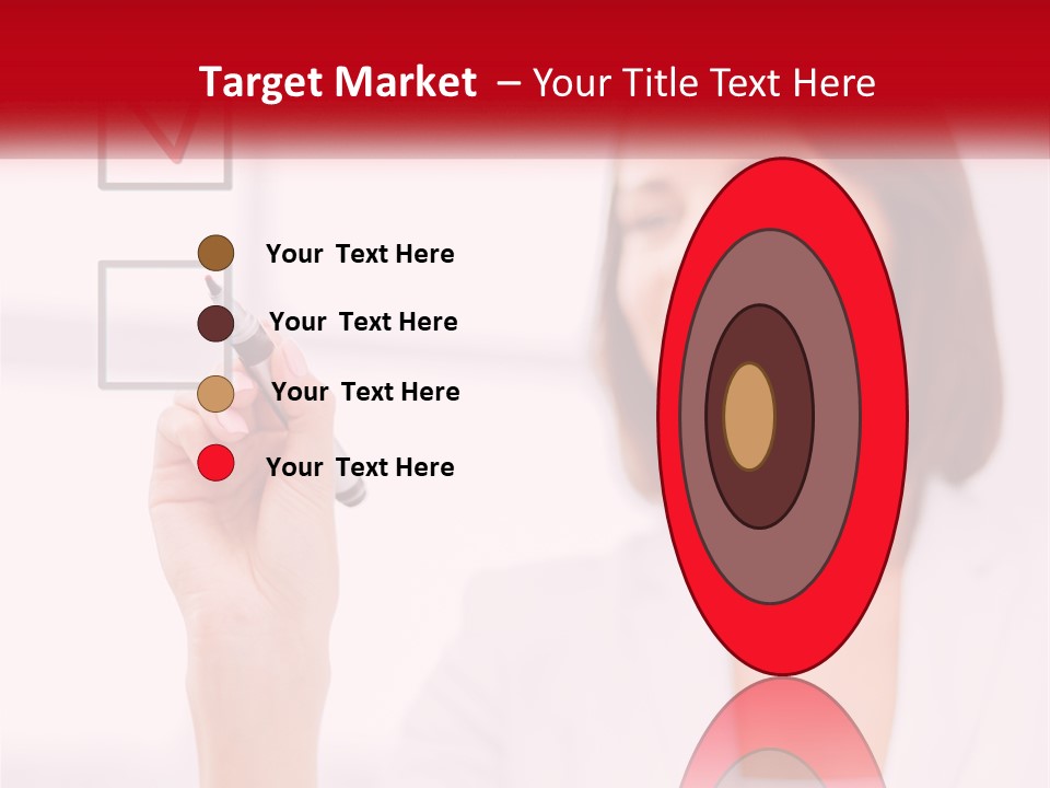 A Woman Writing A Check Mark On A Screen PowerPoint Template