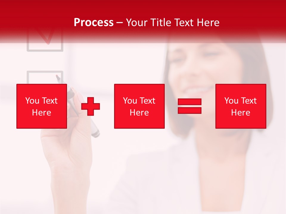 A Woman Writing A Check Mark On A Screen PowerPoint Template