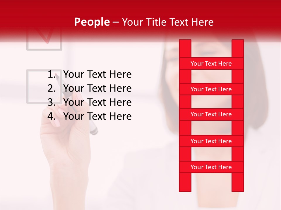 A Woman Writing A Check Mark On A Screen PowerPoint Template