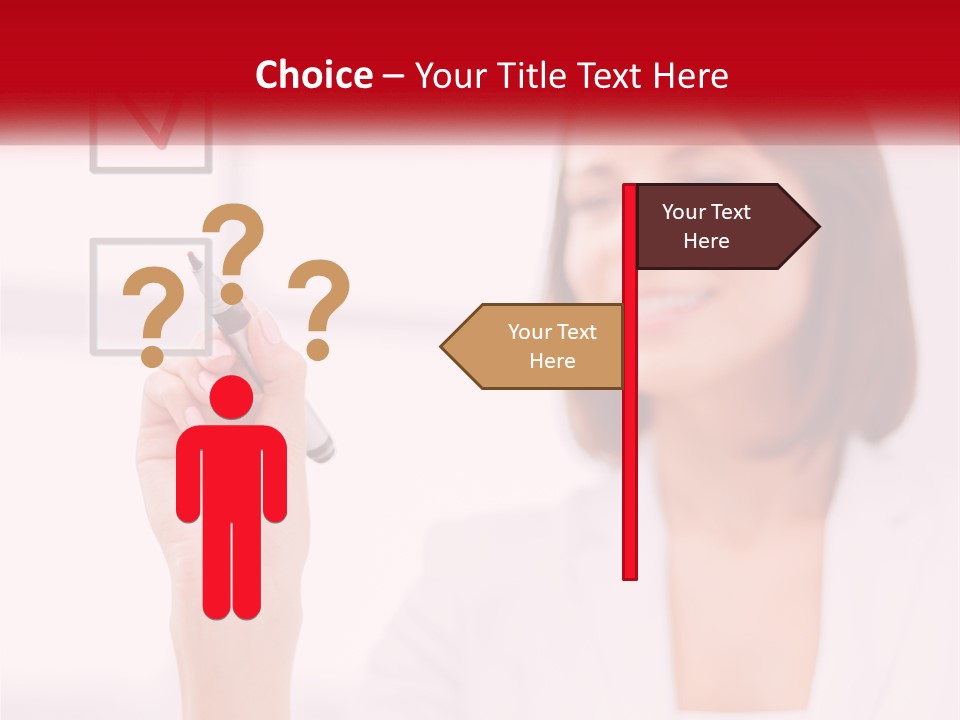 A Woman Writing A Check Mark On A Screen PowerPoint Template