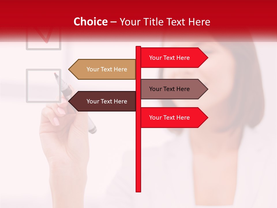 A Woman Writing A Check Mark On A Screen PowerPoint Template