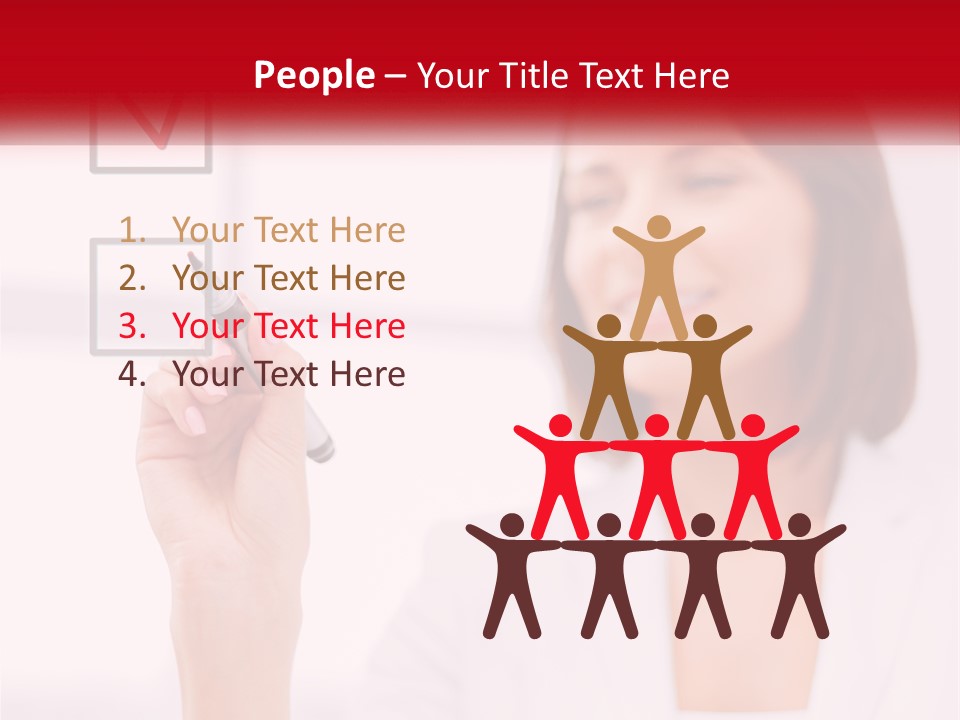 A Woman Writing A Check Mark On A Screen PowerPoint Template