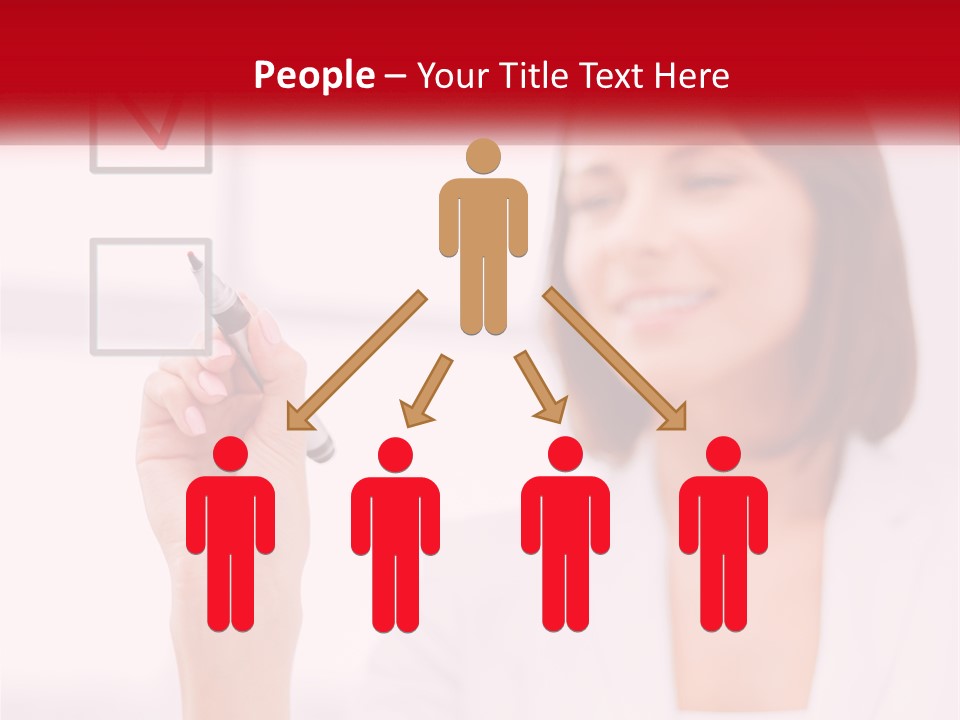 A Woman Writing A Check Mark On A Screen PowerPoint Template