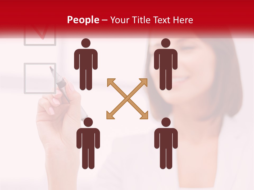 A Woman Writing A Check Mark On A Screen PowerPoint Template