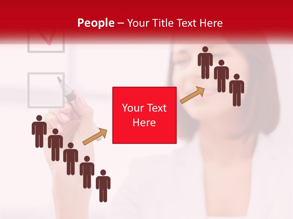 A Woman Writing A Check Mark On A Screen PowerPoint Template