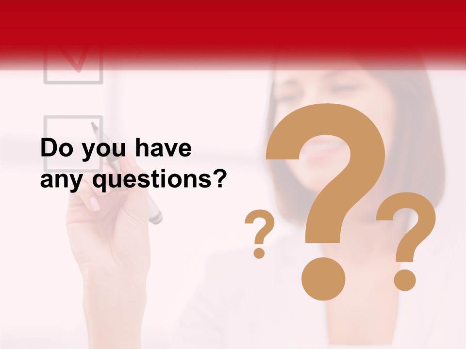 A Woman Writing A Check Mark On A Screen PowerPoint Template