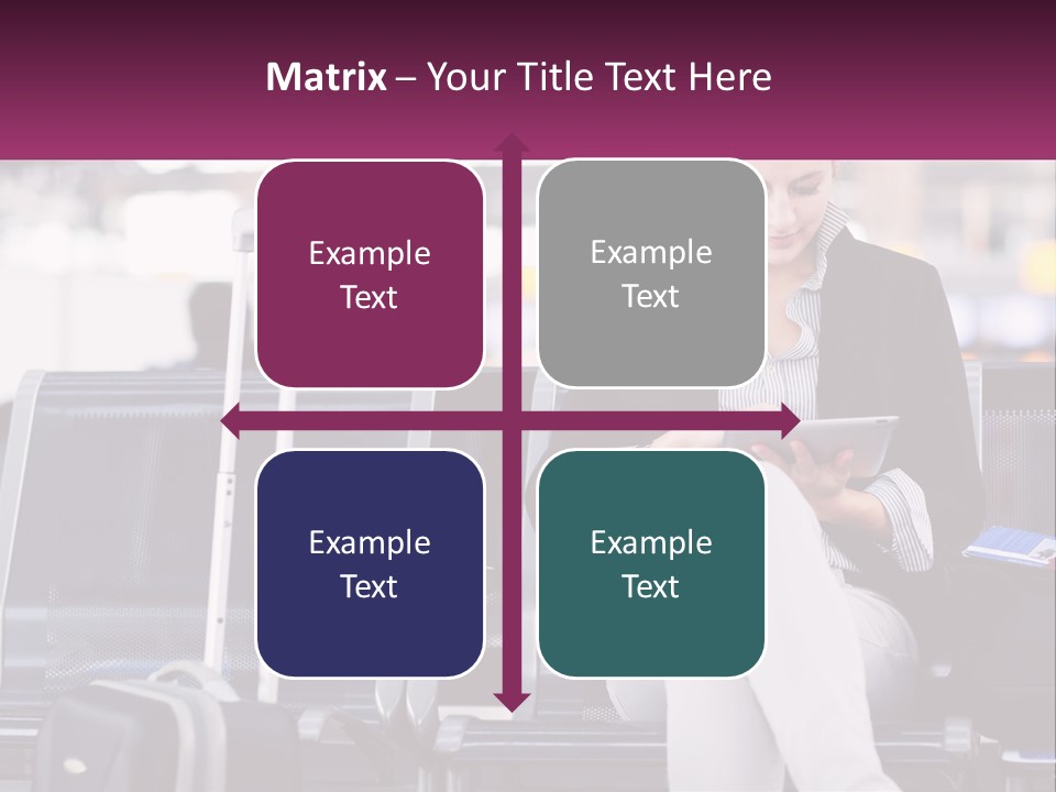 A Woman Sitting On A Bench With A Tablet PowerPoint Template