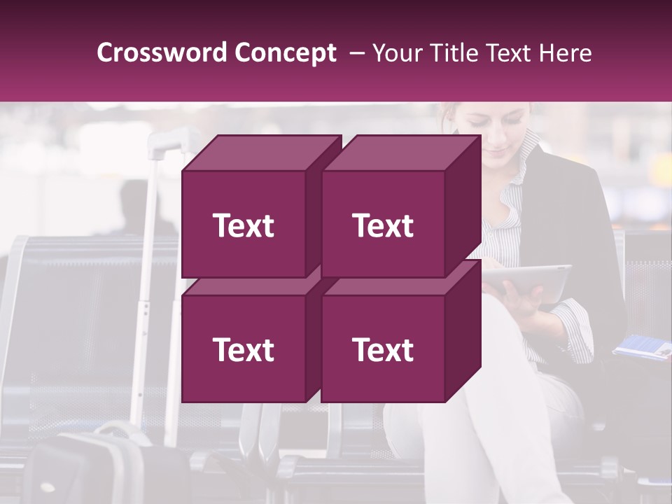 A Woman Sitting On A Bench With A Tablet PowerPoint Template