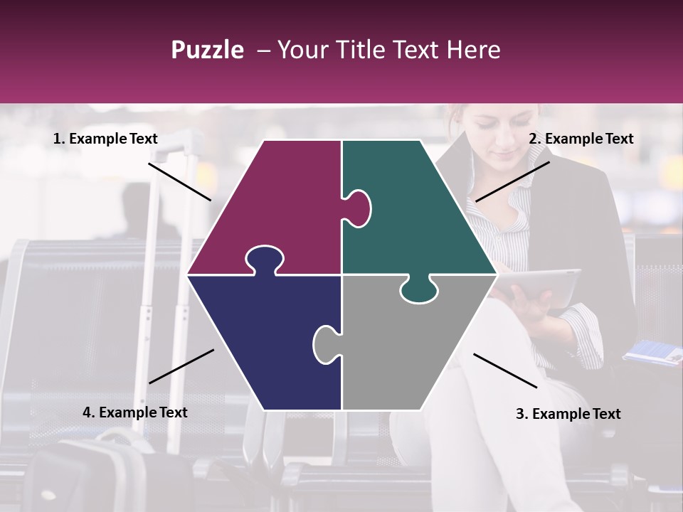 A Woman Sitting On A Bench With A Tablet PowerPoint Template