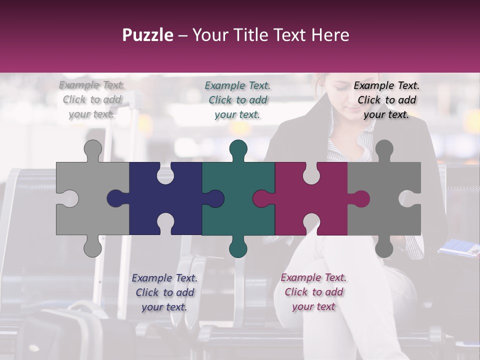 A Woman Sitting On A Bench With A Tablet PowerPoint Template