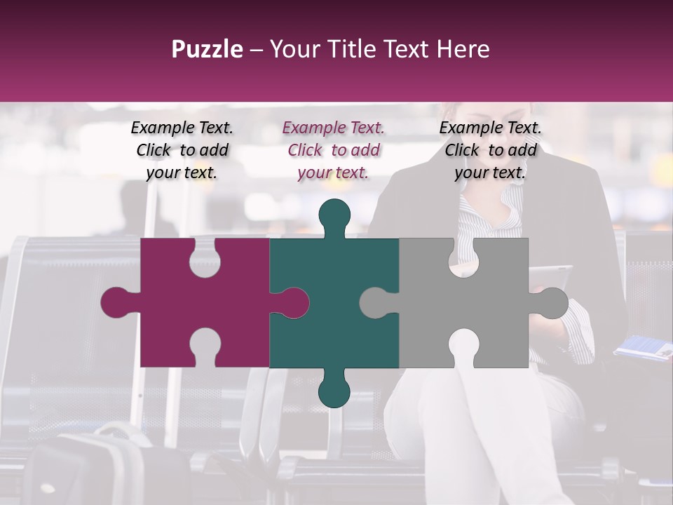 A Woman Sitting On A Bench With A Tablet PowerPoint Template