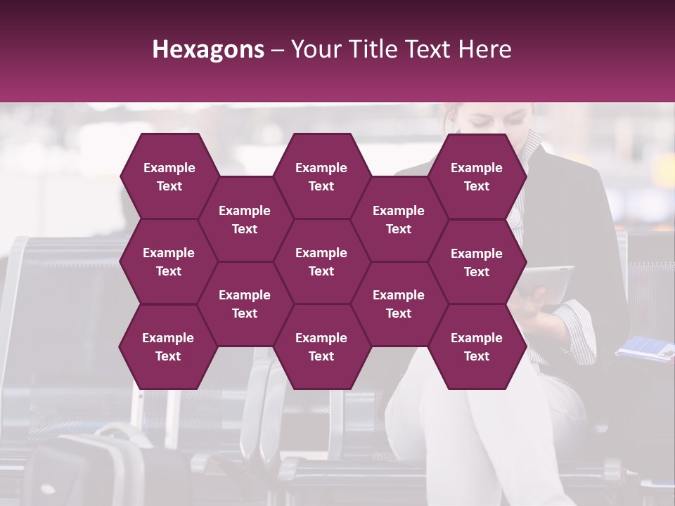 A Woman Sitting On A Bench With A Tablet PowerPoint Template