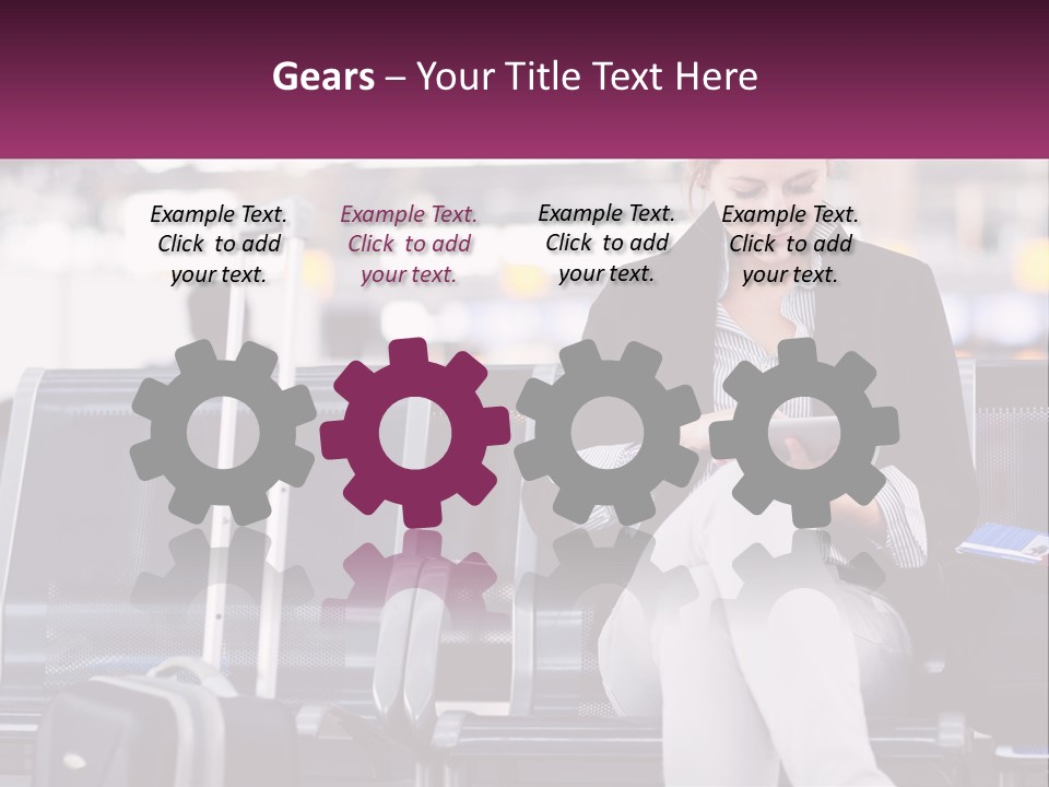 A Woman Sitting On A Bench With A Tablet PowerPoint Template