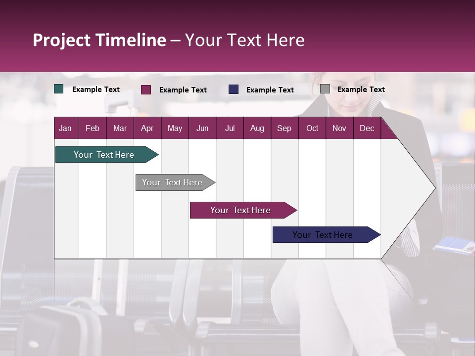 A Woman Sitting On A Bench With A Tablet PowerPoint Template