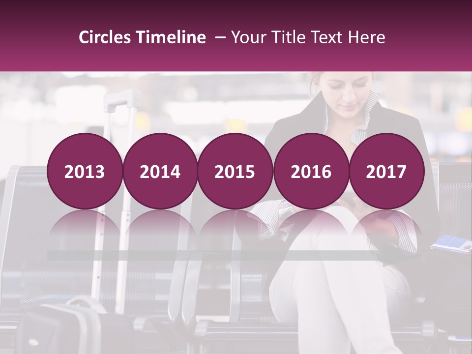 A Woman Sitting On A Bench With A Tablet PowerPoint Template