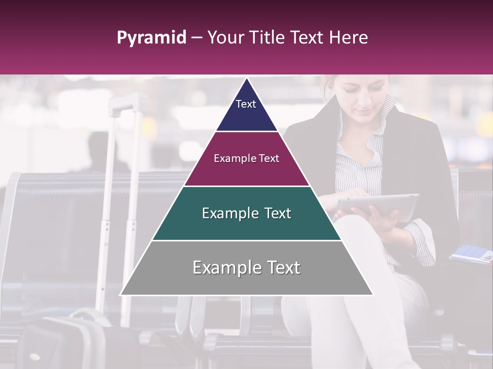 A Woman Sitting On A Bench With A Tablet PowerPoint Template