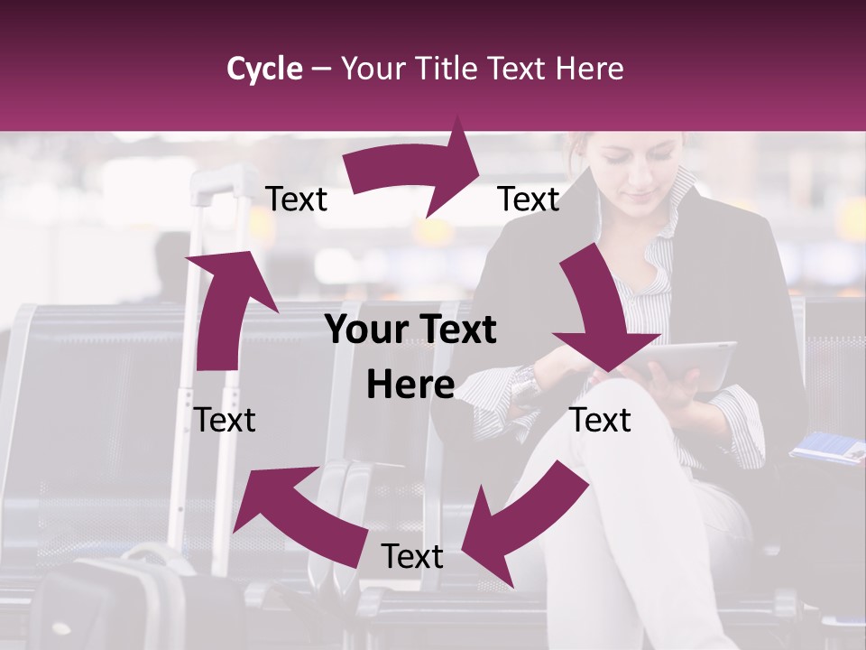 A Woman Sitting On A Bench With A Tablet PowerPoint Template