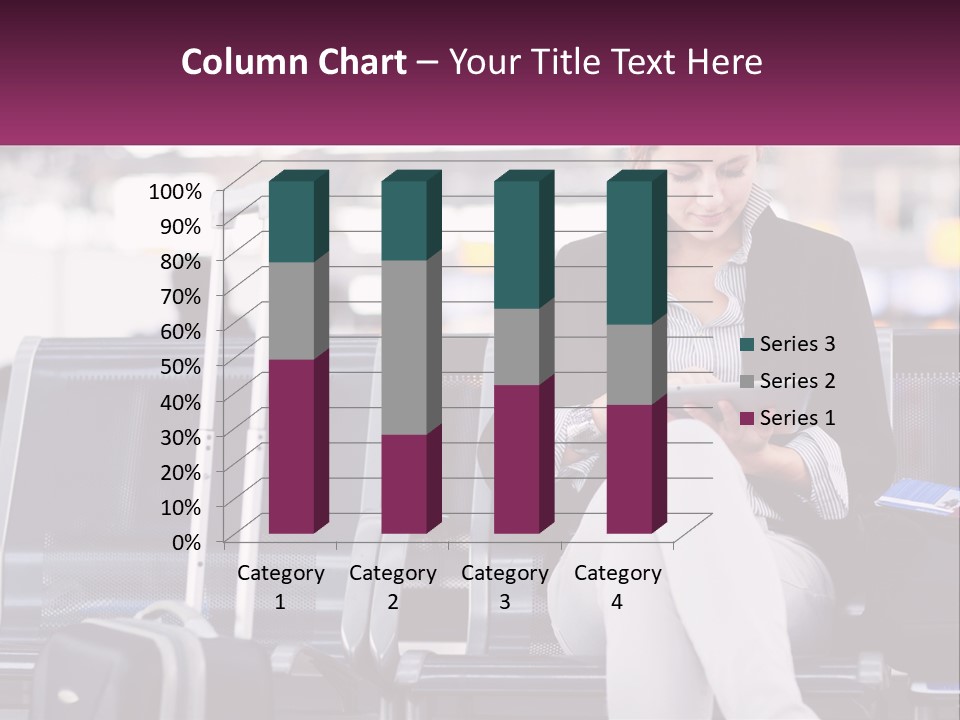A Woman Sitting On A Bench With A Tablet PowerPoint Template