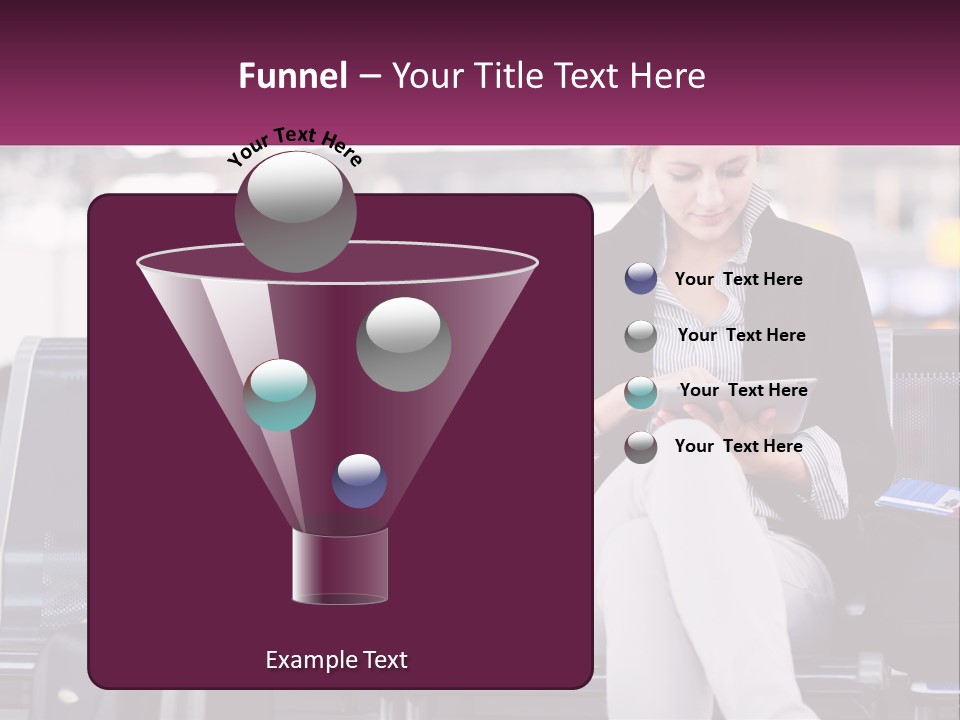 A Woman Sitting On A Bench With A Tablet PowerPoint Template