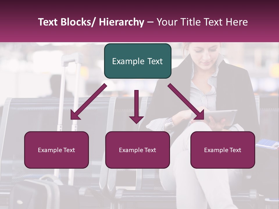 A Woman Sitting On A Bench With A Tablet PowerPoint Template