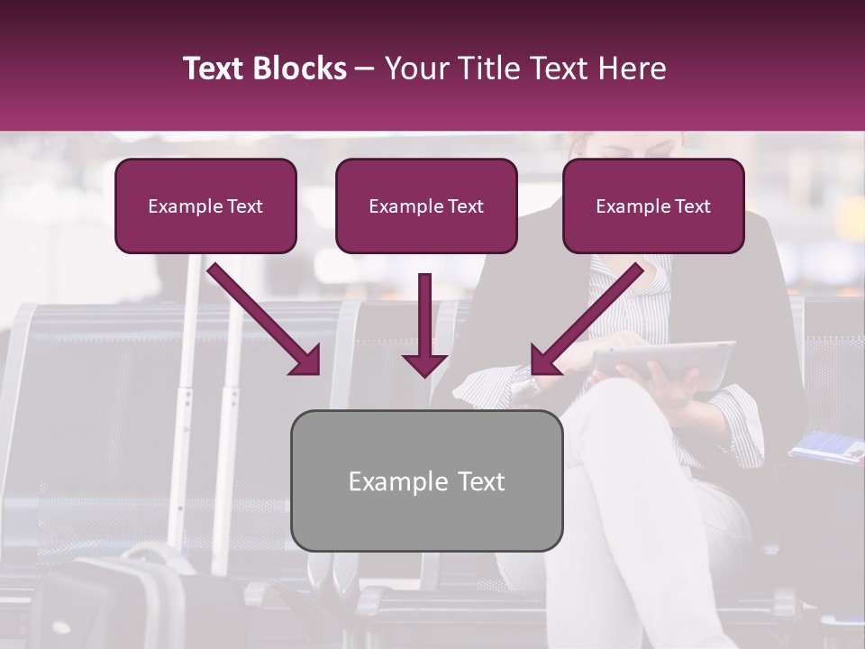 A Woman Sitting On A Bench With A Tablet PowerPoint Template