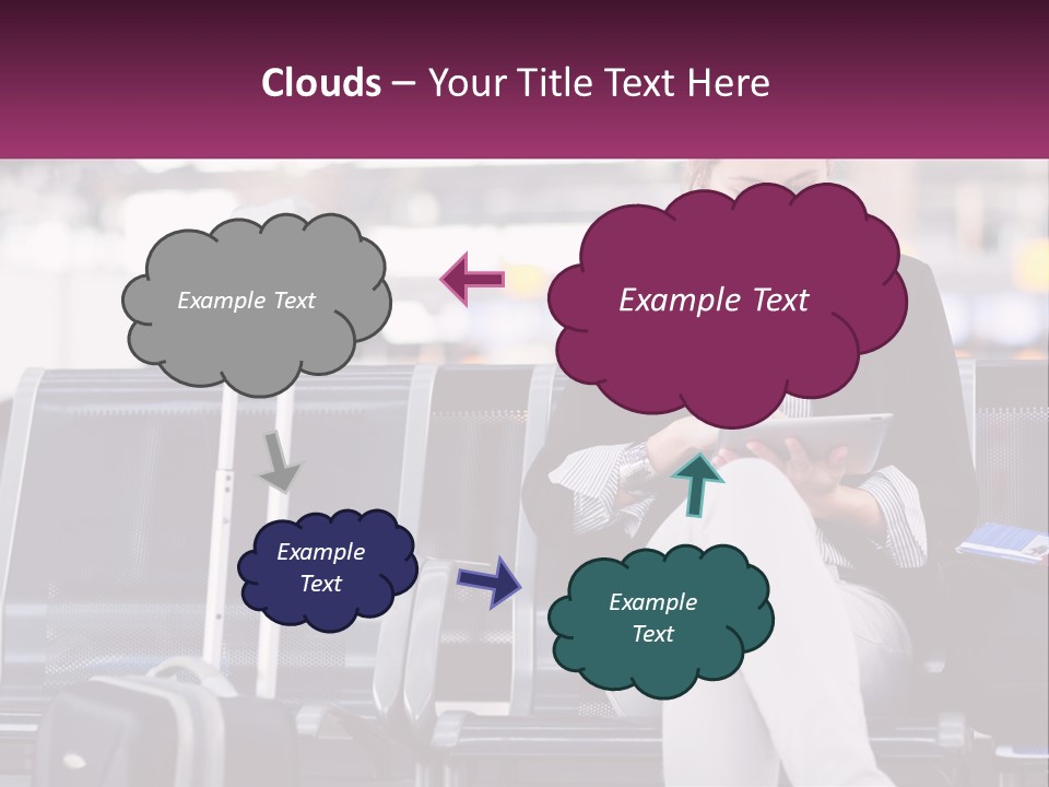 A Woman Sitting On A Bench With A Tablet PowerPoint Template