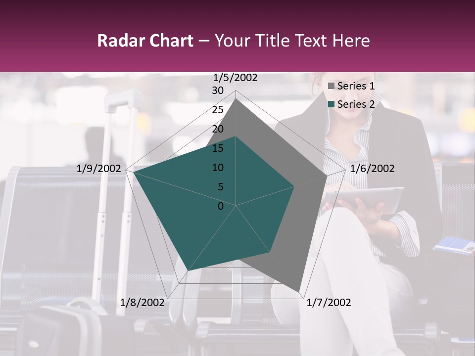 A Woman Sitting On A Bench With A Tablet PowerPoint Template