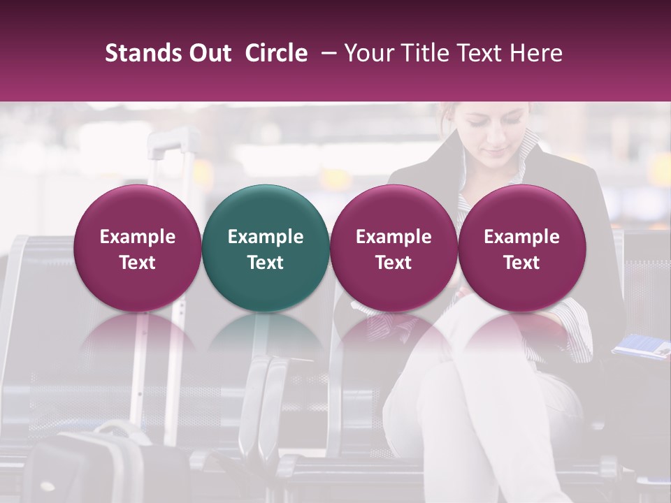 A Woman Sitting On A Bench With A Tablet PowerPoint Template