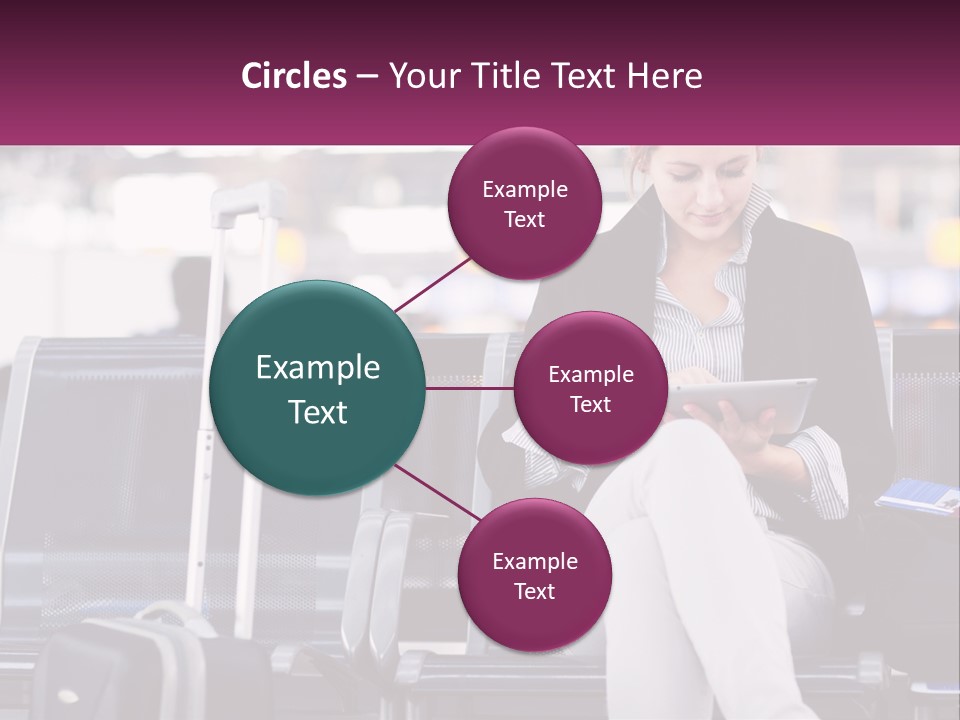 A Woman Sitting On A Bench With A Tablet PowerPoint Template