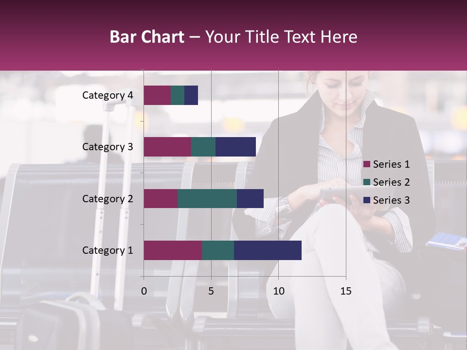 A Woman Sitting On A Bench With A Tablet PowerPoint Template