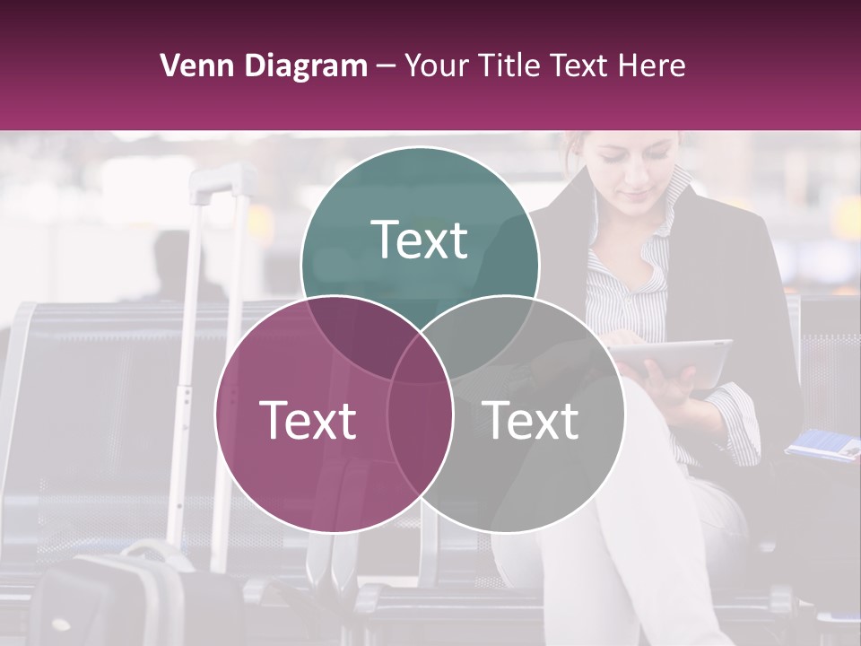 A Woman Sitting On A Bench With A Tablet PowerPoint Template