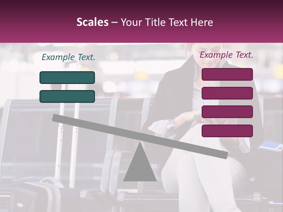 A Woman Sitting On A Bench With A Tablet PowerPoint Template