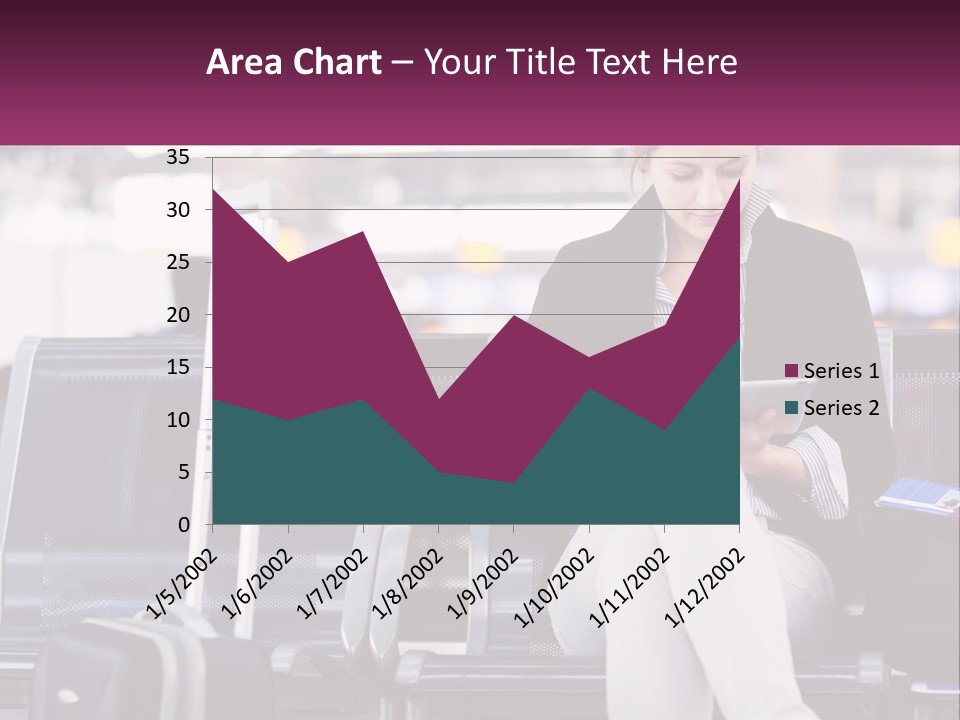 A Woman Sitting On A Bench With A Tablet PowerPoint Template
