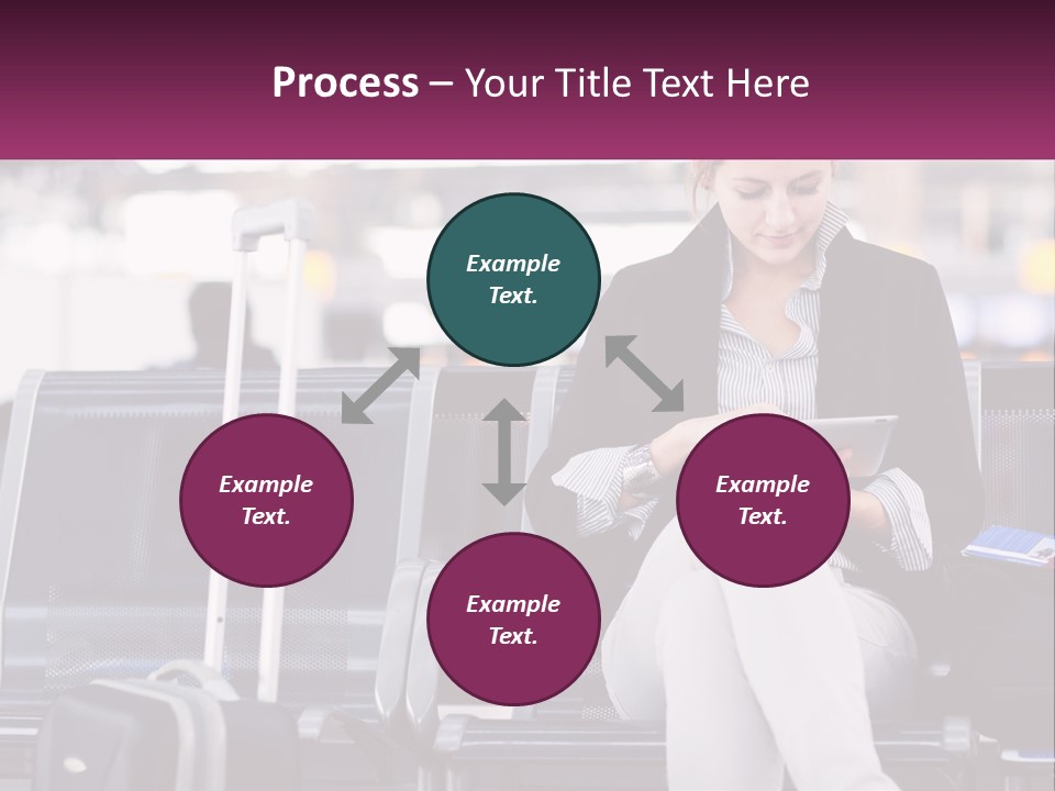 A Woman Sitting On A Bench With A Tablet PowerPoint Template