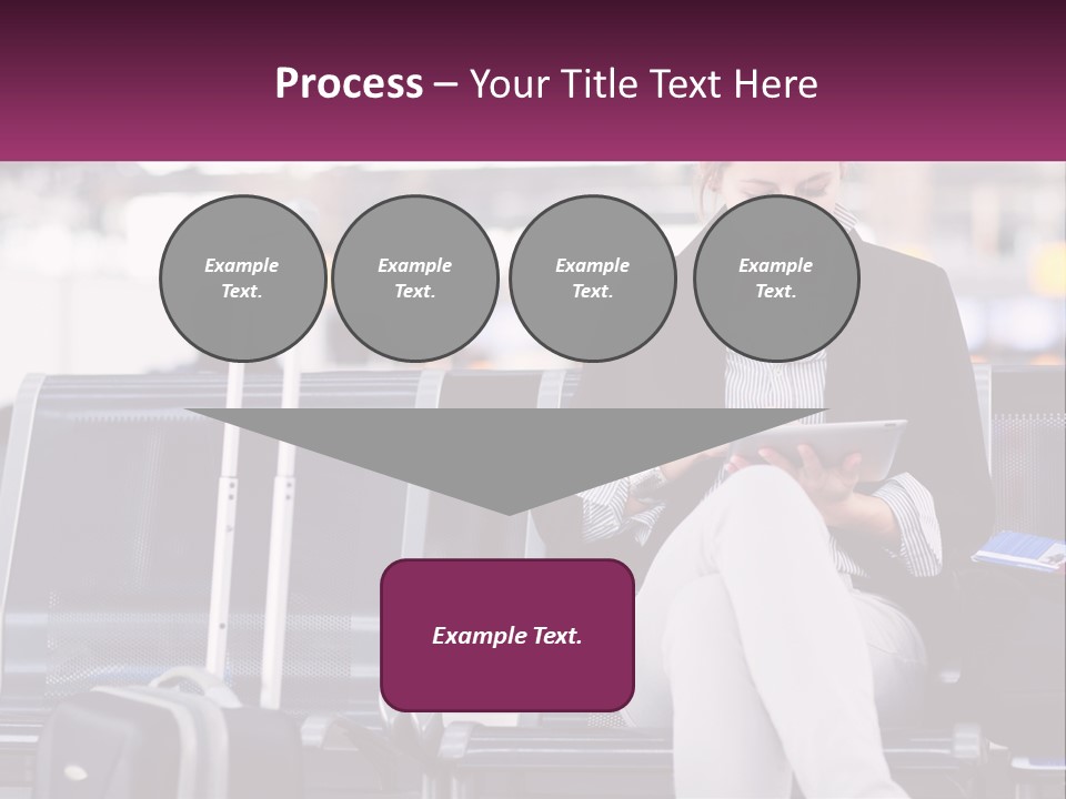 A Woman Sitting On A Bench With A Tablet PowerPoint Template