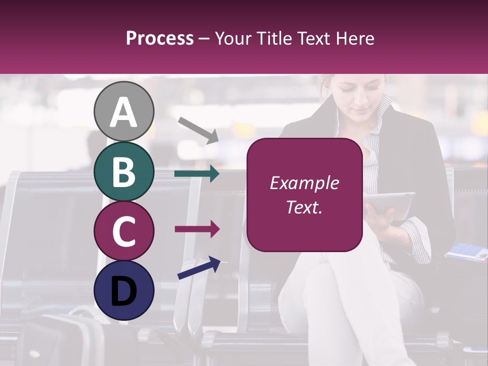 A Woman Sitting On A Bench With A Tablet PowerPoint Template