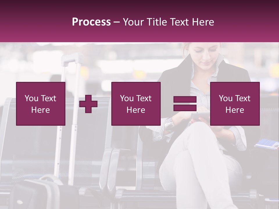 A Woman Sitting On A Bench With A Tablet PowerPoint Template