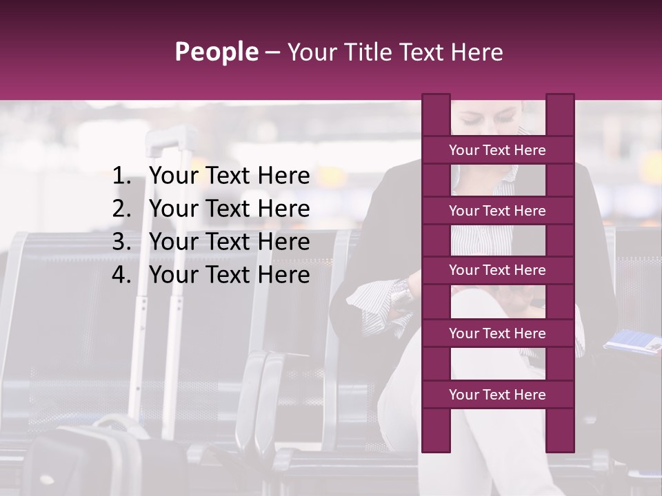 A Woman Sitting On A Bench With A Tablet PowerPoint Template